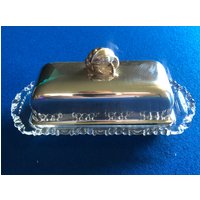 Vintage Silber Teller Lilie Des Tal Spitze Bedeckt Butterdeller Mit Glassockel von AmazingSilver21