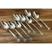 Vintage Wm Rogers 1951 Magnolia/Inspiration Place/Ovaler Suppenlöffel 7 3/8", 8Er Set von AmazingSilver21