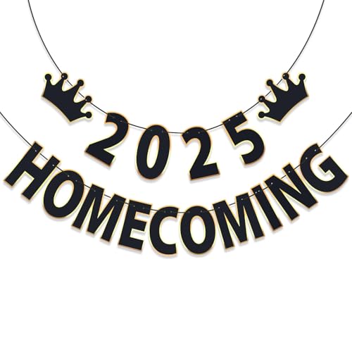 AmazingSpark Hoco-Banner, vorbespannt, Homecoming 2025, Partydekoration, Schulanfang, Hoco-Tanz, 1 Jahr Wiedervereinigung, für Abschlussfeier, Prost bis 1 Jahr, Jahrestag (schwarz) von AmazingSpark