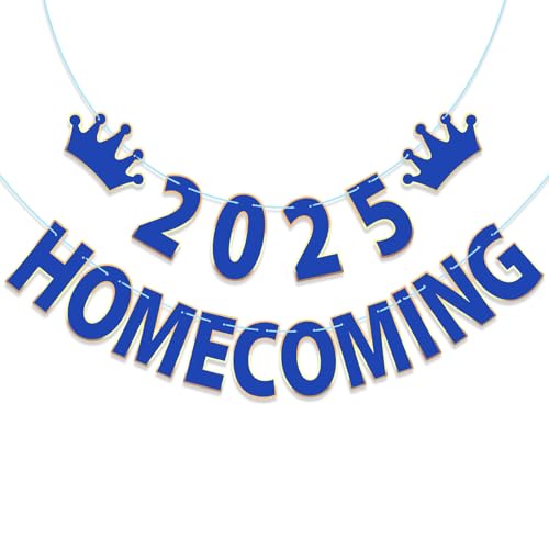 AmazingSpark Hoco-Banner, vorbespannt, Homecoming 2025, Partydekoration, Schulanfang, Hoco-Tanz, 1-jähriges Wiedersehen für Abschlussfeier, Prost bis 1 Jahr, Jahrestag (blau) von AmazingSpark