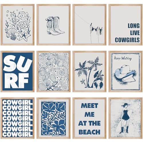 AmazingSpark Set mit 12 Coastal Cowgirl Wanddekoration, ästhetische Poster, Küstenenkelin, Western-Cowgirl-Wanddekoration, Vintage-Surf-Kunstwerk, Strand-Wandposter, Kunst für Teenager-Mädchen, AmazingSpark Set mit 12 Coastal Cowgirl Wanddekoration, ästhetische Poster, Küstenenkelin, Western-Cowgirl-Wanddekoration, Vintage-Surf-Kunstwerk, Strand-Wandposter, Kunst für Teenager-Mädchen, von AmazingSpark
