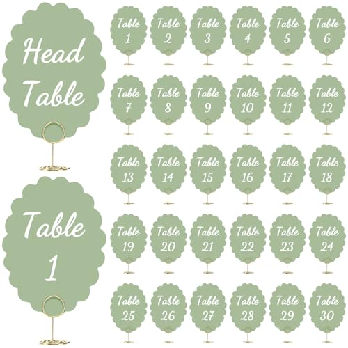 AmazingSpark Tischnummern-Set für Hochzeiten, 1-30, mit Ständer, 13 x 10 cm Kopf und Geschenk-Tischnummernkarten mit Kartenhalter, doppelseitig für Empfang, Veranstaltungen, Party-Dekorationen AmazingSpark Tischnummern-Set für Hochzeiten, 1-30, mit Ständer, 13 x 10 cm Kopf und Geschenk-Tischnummernkarten mit Kartenhalter, doppelseitig für Empfang, Veranstaltungen, Party-Dekorationen von AmazingSpark