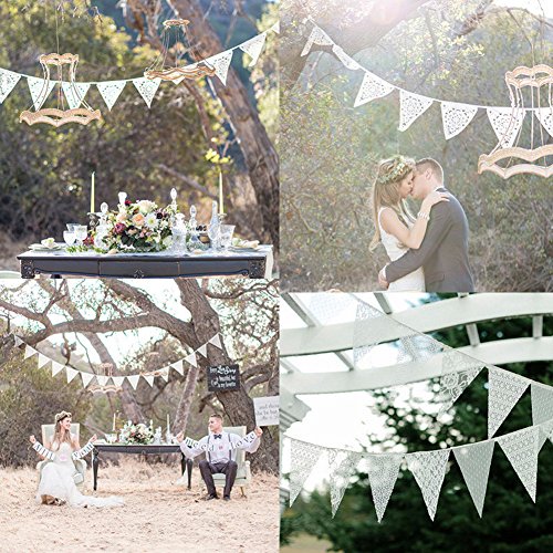 Amazingdeal365 Wimpelkette Hochzeit Vintage Herz Jute Bunting Banner für Deko und Fotografieren (3,2M) von Amazingdeal365