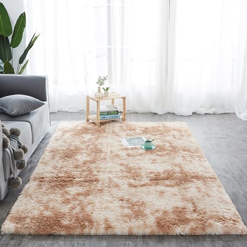 Amazinggirl Hochflor Teppich wohnzimmerteppich Langflor 160 x 230 cm - Teppiche für Wohnzimmer flauschig Shaggy Schlafzimmer Bettvorleger Outdoor Carpet Beige mit Muster von Amazinggirl