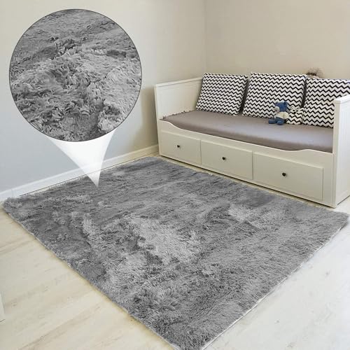 Amazinggirl Hochflor Teppich wohnzimmerteppich Langflor 160 x 230 cm - Teppiche für Wohnzimmer flauschig Shaggy Schlafzimmer Bettvorleger Outdoor Carpet Grau von Amazinggirl