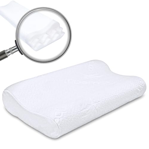 Amazinggirl Nackenkissen Visco Foam 34 x 52 x 9-12 cm - Nackenstützkissen Kopfkissen Bauchschläferkissen oder ergonomisches Seitenschläfer Kissen Amazinggirl Nackenkissen Visco Foam 34 x 52 x 9-12 cm - Nackenstützkissen Kopfkissen Bauchschläferkissen oder ergonomisches Seitenschläfer Kissen von Amazinggirl