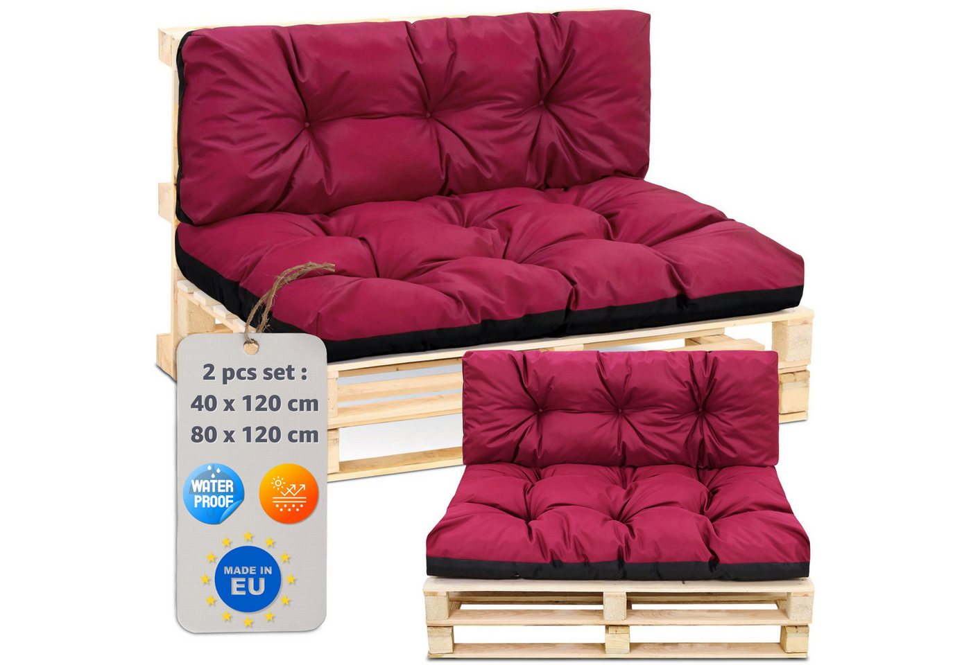 Amazinggirl Palettenkissen Palettenkissen-Set Outdoor - Rücken 40x120 & Sitz 80x120 cm - Pflaume Amazinggirl Palettenkissen Palettenkissen-Set Outdoor - Rücken 40x120 & Sitz 80x120 cm - Pflaume von Amazinggirl