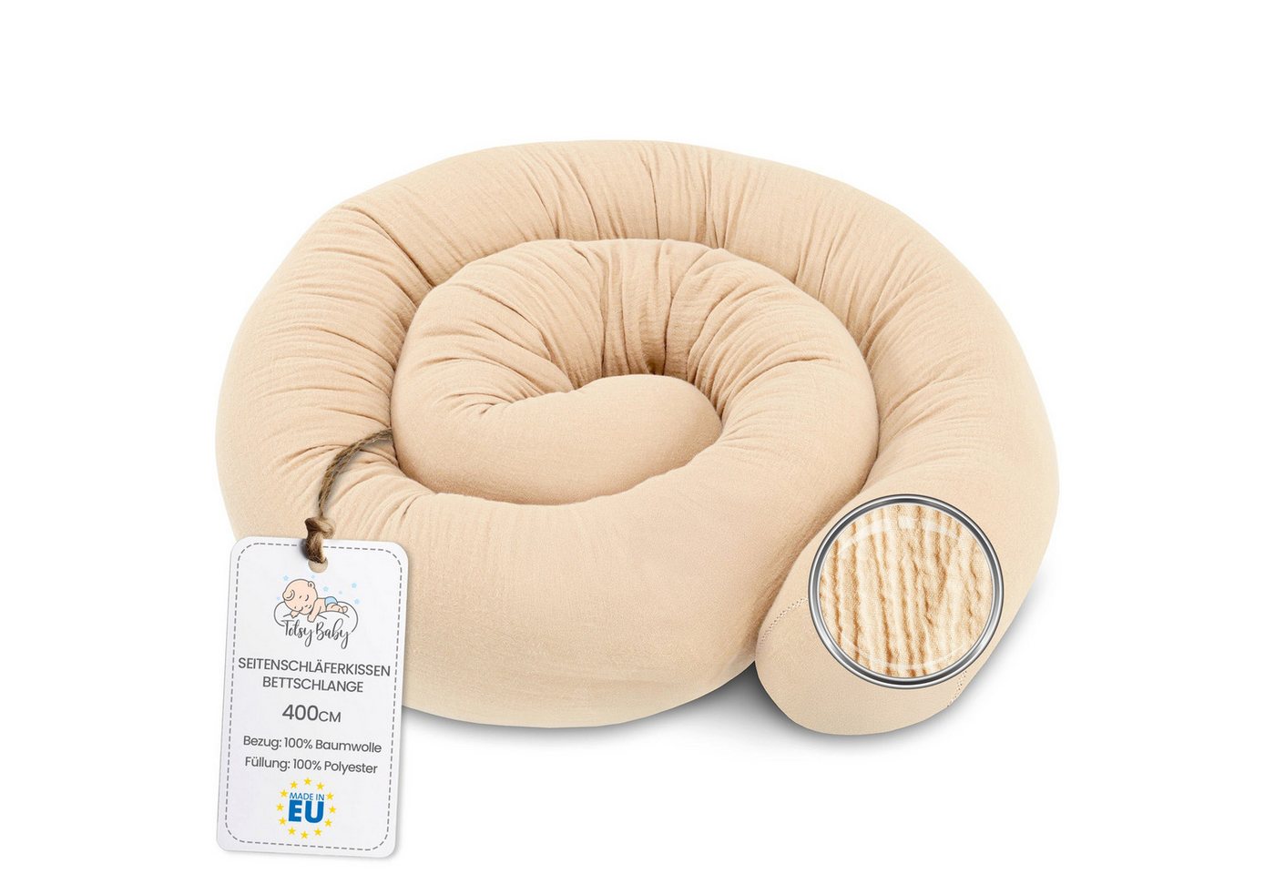 Amazinggirl Sofakissen Bettschlange/Seitenschläferkissen 400cm Musselin-Baumwolle - Hellbeige Amazinggirl Sofakissen Bettschlange/Seitenschläferkissen 400cm Musselin-Baumwolle - Hellbeige von Amazinggirl