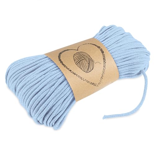 Baumwollkordel Kordel Baumwolle beige makramee garn 5mm - Baumwollgarn baumwollschnur baumwollseil kordelband mit Polyester-Kern 100M farbig Hellblau Baumwolle von Amazinggirl