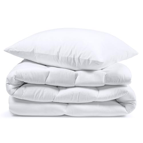 Ganzjahresdecke Bettdecke Set: 1 Stück 135x200 + 1 Stück 80x80 cm - Bettdecken Duvet Bett Decke Steppdecke Schlafdecke Steppbettdecke Quilt mit Füllung aus Microfaser weiß Oeko-Tex-Zertifikat von Amazinggirl