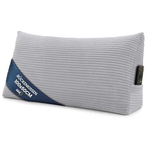Keilkissen Rückenkissen Cord Kissen 100 cm breit - Lesekissen für Bett Sofa und Couch Sofakissen groß Wandkissen Couchkissen Reading Pillow Stützkissen für Rückenlehne Hellgrau Keilkissen Rückenkissen Cord Kissen 100 cm breit - Lesekissen für Bett Sofa und Couch Sofakissen groß Wandkissen Couchkissen Reading Pillow Stützkissen für Rückenlehne Hellgrau von Amazinggirl