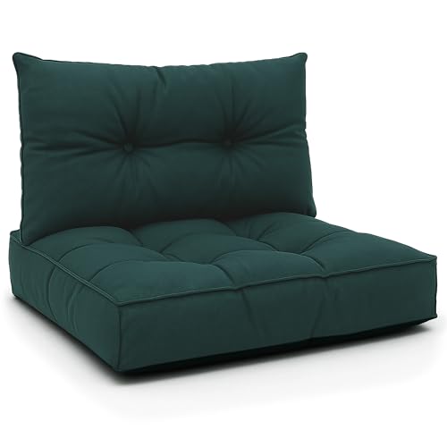Polster für Gartenmöbel Set Sitzpolster 60x60 cm und Rückenkissen 40x60 cm - Lounge Kissen Outdoor Polster Balkon und Gartenmöbel-Kissen Loungekissen Gartenpolster Auflagen für Rattanmöbel Grün von Amazinggirl