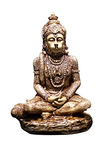 Amazingindiaonline Indische handgeschnitzte Statue aus Kunstharz, meditierender Gott Hanuman, Skulptur, 15,2 cm von Amazingindiaonline