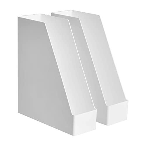 Amazon Basics Rechteckig, 2 Stück, Kunststoff-Organizer, Zeitschriftenhalter, 2 Pack, Weiß von Amazon Basics