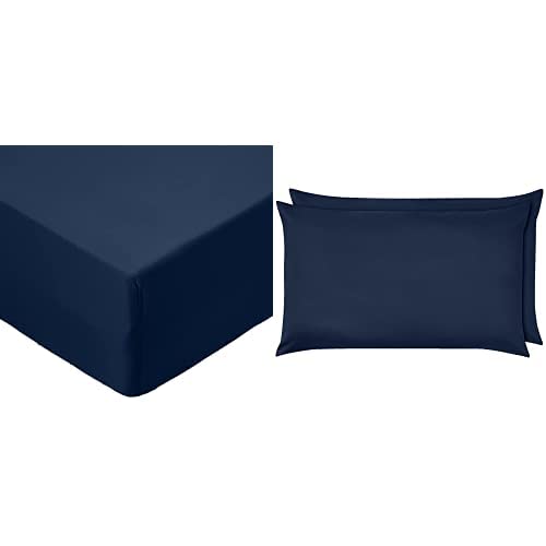 Amazon Basics, Polyester Microfibre, Navy Blue, Double and Pillowcase, Navy Blue, Set of Two von Amazon Basics