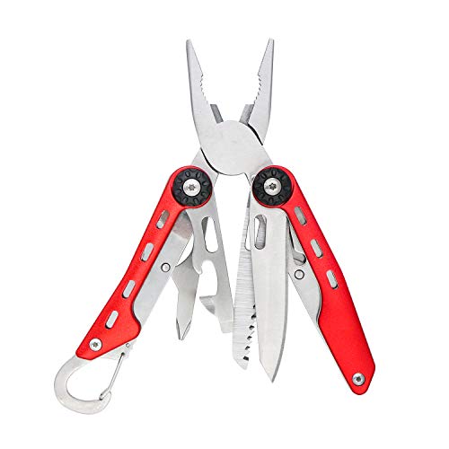 Amazon Basics 10-in-1-Multitool-Sicherheitsschloss aus Edelstahl mit Nylonscheide, 10.4 x 4.5 x 2.03 cm, Rot von Amazon Basics
