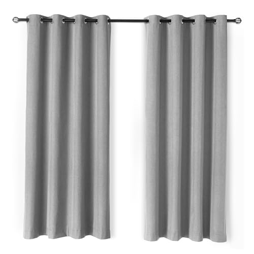 Amazon Basics 100% Verdunkelungsvorhänge mit Ösen, 2er Set, 132 x 244 cm, Dunkelgrau von Amazon Basics