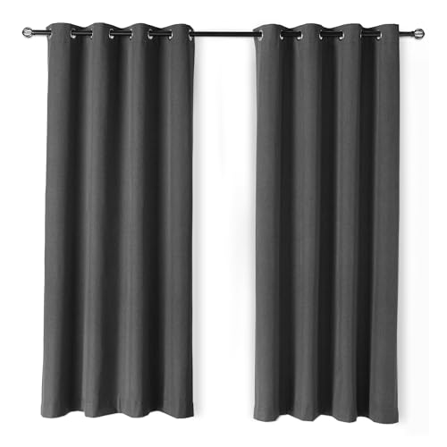 Amazon Basics 100% Verdunkelungsvorhänge mit Ösen, 2er Set, 132 x 244 cm, Schwarz von Amazon Basics