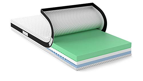 Amazon Basics 2-in-1-Matratze mit Hybridschaumkern, MittelFest (H3) und Fest (H4), 180 x 200 x 18 cm, Weiß von Amazon Basics