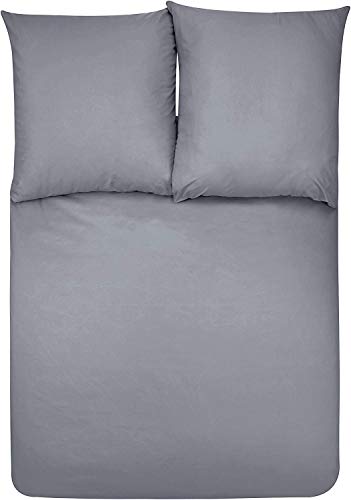 Amazon Basics 3 piece Mikrofaser-Bettwäsche-Set, Dunkelgrau, Einfarbig, 200 cm x 200 cm / 80 cm x 80 cm x 2 von Amazon Basics