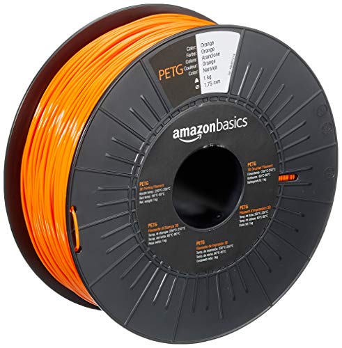Amazon Basics 3D-Drucker-Filament aus PETG-Kunststoff, 1.75 mm, Orange, 1-kg-Spule von Amazon Basics