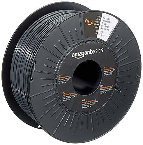 Amazon Basics 3D-Drucker-Filament aus PLA-Kunststoff, 1.75 mm, Dunkelgrau, 1-kg-Spule von Amazon Basics