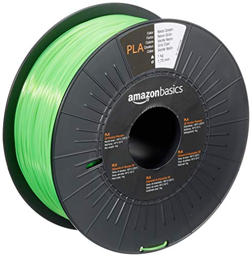 Amazon Basics 3D-Drucker-Filament aus PLA-Kunststoff, 1.75 mm, Neongrün, 1-kg-Spule von Amazon Basics