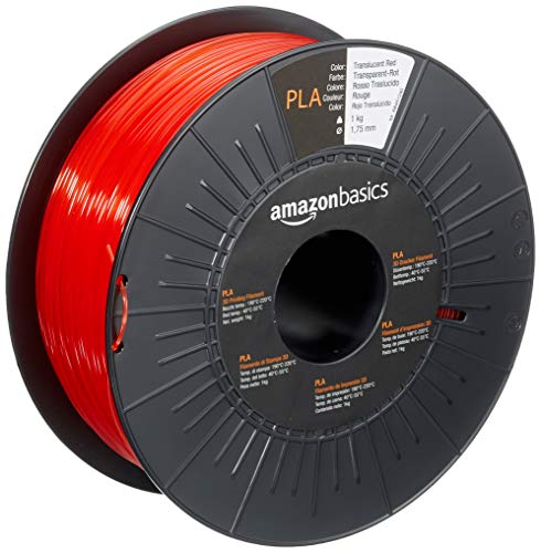 Amazon Basics 3D-Drucker-Filament aus PLA-Kunststoff, 1.75 mm, durchscheinendes Rot, 1-kg-Spule von Amazon Basics