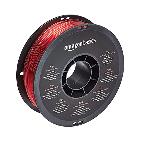 Amazon Basics 3D-Drucker-Filament aus TPU-Kunststoff, 1.75 mm, 1-kg-Spule, Rot von Amazon Basics