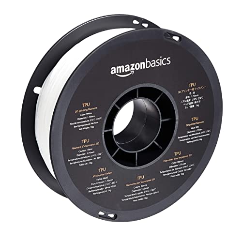 Amazon Basics 3D-Drucker-Filament aus TPU-Kunststoff, 1.75 mm, 1-kg-Spule, Weiß von Amazon Basics