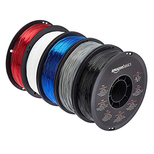 Amazon Basics 3D-Drucker-Filament aus TPU-Kunststoff, 1.75 mm, 1 kg pro Spule, 5 Stück, Mehrfarbig von Amazon Basics