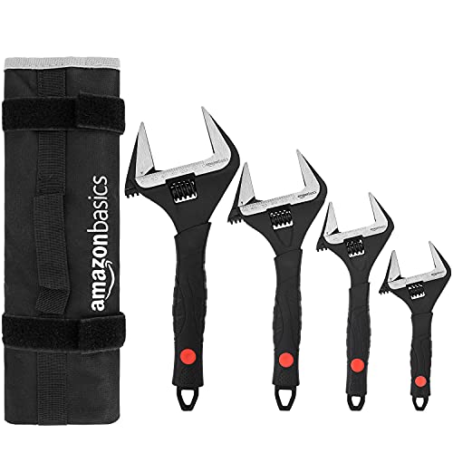 Amazon Basics 4-teiliges Rollgabelschlüssel-Set mit weichem Griff, weite Öffnung, mit: 6.4 x 2.5 x 0.75 zoll (16.2 cm x 6.35 cm x 1.90 cm) von Amazon Basics