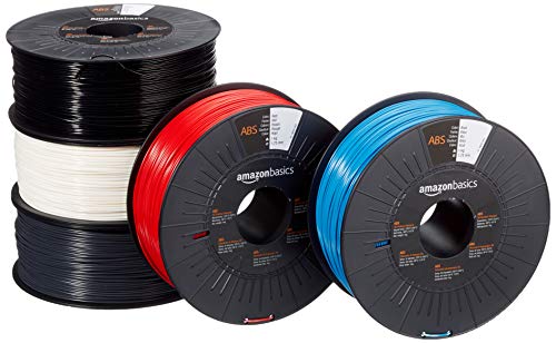 Amazon Basics ABS 3D-Drucker Filament, 1.75 mm, 1 kg pro Spule, 5Stück Spulen, 5 Mehrfarbig von Amazon Basics