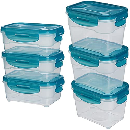 Amazon Basics Airtight Food Storage Containers Set, 3 x 1.0 Liter & Frischhaltedosen-Set, luftdicht, 6-teiliges, 3 x 0.6 L Set von Amazon Basics