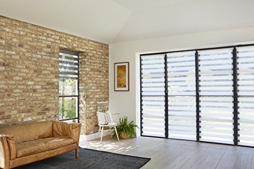 Amazon Basics Doppellagiges Rollo, Nacht und Tag, gestreiftes Fensterrollo, 56 x 150 cm, Weiß von Amazon Basics