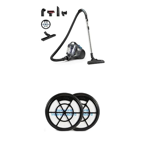 Amazon Basics Bodenstaubsauger ohne Beutel 1,3L Kompakt Leichtgewicht mit 3-Fach-Aktionsdüse, HEPA-Filter + 2 Extra-Filter, 850W, für Teppich und Hartböden, Grau von Amazon Basics