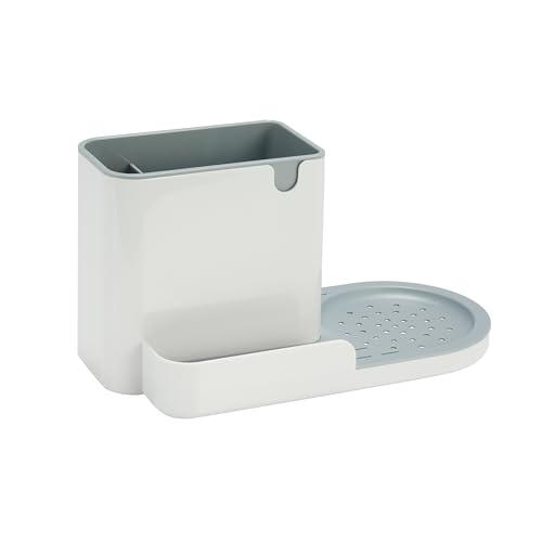 Amazon Basics – Aufbewahrungslösung/Schwammhalter aus Kunststoff, für die Küchenspüle, Gr. L, Weiß von Amazon Basics