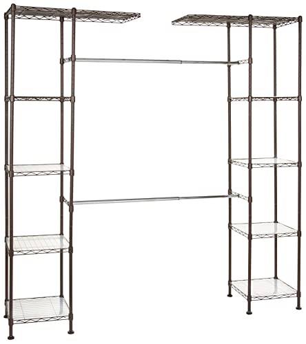 Amazon Basics Ausziehbarer Offener Kleiderschrank mit 10 Höhenverstellbaren Einlegeböden - Maximalgewicht 521 kg, 35.6 by 147 to 160 by 182.9 cm, Bronze von Amazon Basics