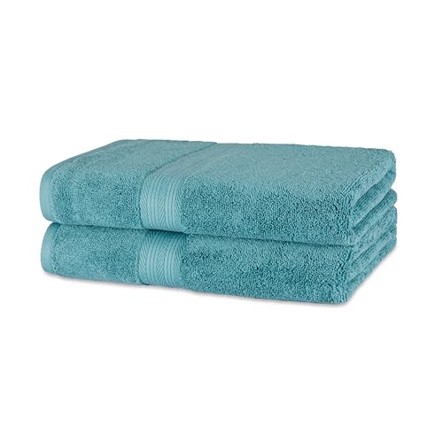 Amazon Basics Badetuch aus Baumwolle, farbecht, 2 Stück, 76 x 137 cm, Blaugrün von Amazon Basics