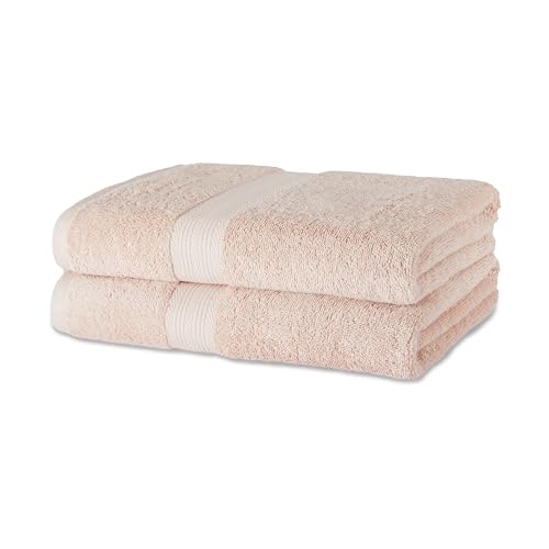 Amazon Basics Badetuch aus Bio-Baumwolle, farbecht, 2 Stück, 76 x 137 cm, Blush Rosa von Amazon Basics