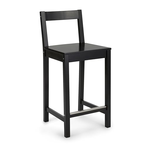 Amazon Basics Küchenhocker aus Holz, Barhocker mit Rückenlehne, Esszimmerstuhl, einfache Montage, modern, 1 Stück, 88 cm hoch, Schwarz von Amazon Basics