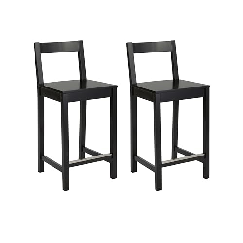 Amazon Basics Küchenhocker aus Holz, Barhocker mit Rückenlehne, Esszimmerstuhl, einfache Montage, modern, 2 Stück, 88 cm hoch, Schwarz von Amazon Basics