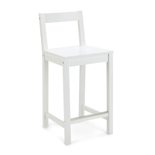Amazon Basics Küchenhocker aus Holz, Barhocker mit Rückenlehne, Esszimmerstuhl, einfache Montage, modern, 1 Stück, 88 cm hoch, Weiß von Amazon Basics