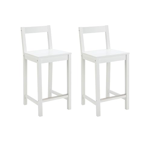 Amazon Basics Küchenhocker aus Holz, Barhocker mit Rückenlehne, Esszimmerstuhl, einfache Montage, modern, 2 Stück, 88 cm hoch, Weiß von Amazon Basics