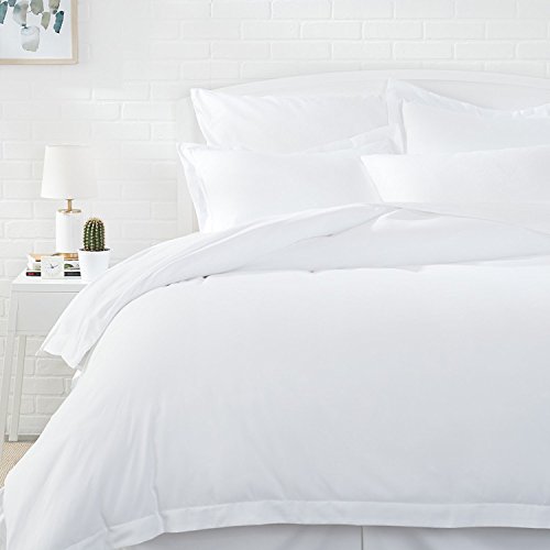 Amazon Basics 3 Stück Bettbezug-Set aus Mikrofaser King, Strahlendes Weiß, Einfarbig von Amazon Basics