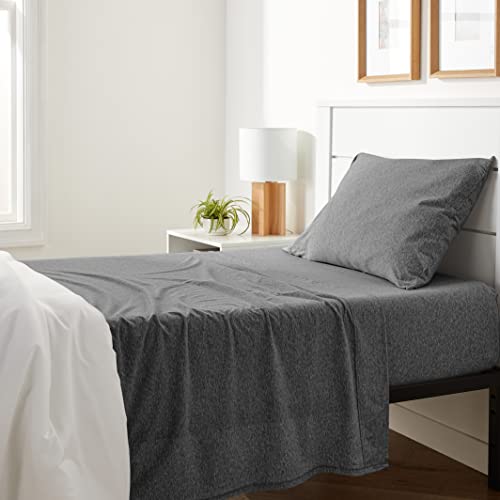 Amazon Basics 3 Stück Bettlaken-Set aus Jersey, für Doppelbetten Twin, Dunkelgrau, Einfarbig von Amazon Basics