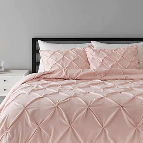 Amazon Basics 3-teiliges Daunen-Alternative-Steppdecken-Set, Steppdecke 274 x 239 cm & 2 Kissenbezüge 51 x 91 cm, Gehaucht Rosa, Kirschband mit Paspelkanten von Amazon Basics