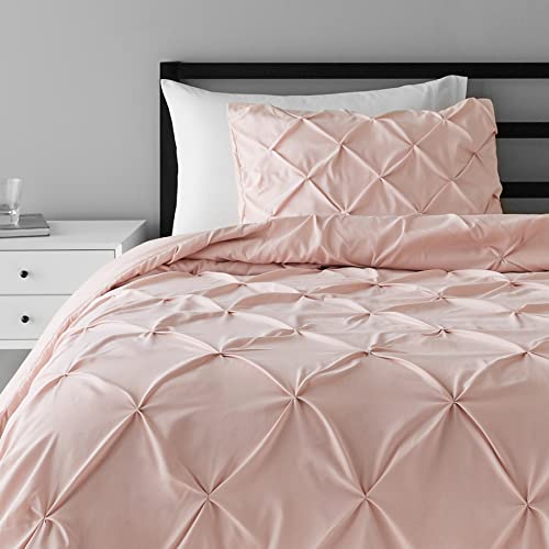 Amazon Basics 2-teiliges Daunen-Alternative-Steppdecken-Set, Steppdecke 173 x 239 cm & 1 Kissenbezug 51 x 66 cm, Gehaucht Rosa, Kirschband mit Paspelkanten von Amazon Basics