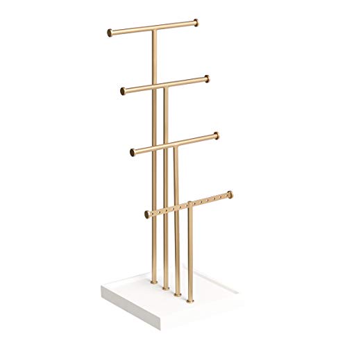 Amazon Basics Blatt Schmuckständer, Baum-Design, 4 Ebenen, Weiß/Messing von Amazon Basics