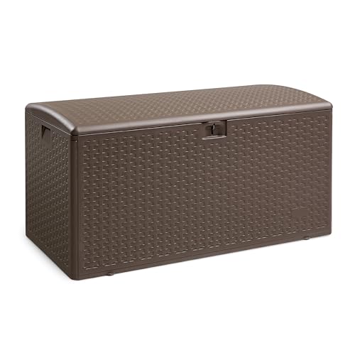 Amazon Basics Box zur Aufbewahrung und Organisation für den Außenbereich, Terrasse, 375 l, braun von Amazon Basics